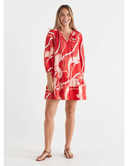 Linen Abstract Swirl Dress