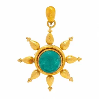 Elizabeth Locke, Carved Venetian Glass Sun Pendant Brooch
