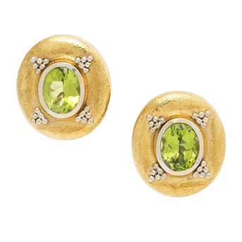 Bicolor Gold and Peridot Earrings