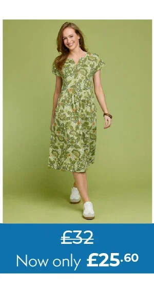 Pure Cotton Jersey Floral Print Midi Dress
