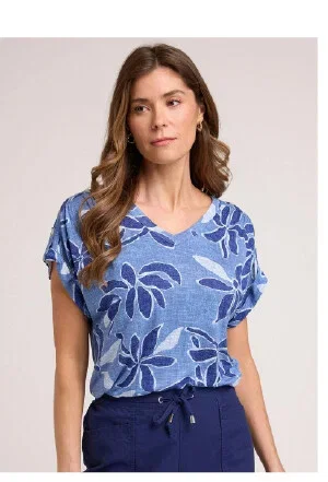 Printed V Neck Top