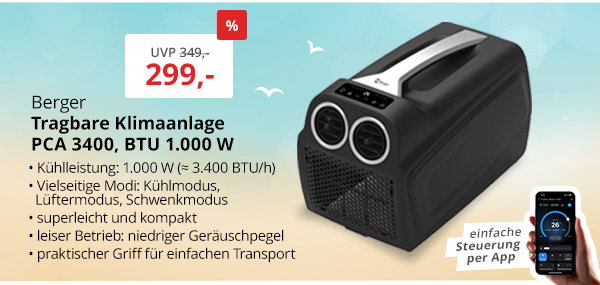 Berger PCA 3400 mobile Klimaanlage 3.400 BTU 1.000 W