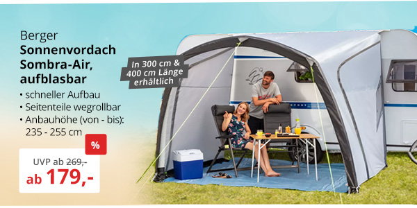 Berger Sombra Air aufblasbares Sonnenvordach 300 cm