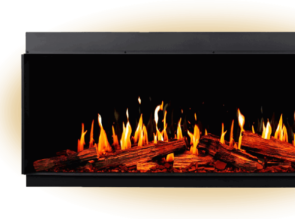 Electric fireplace with realistic flames.