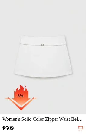 Women's Solid Color Zipper Waist Belt Skorts White Summer
