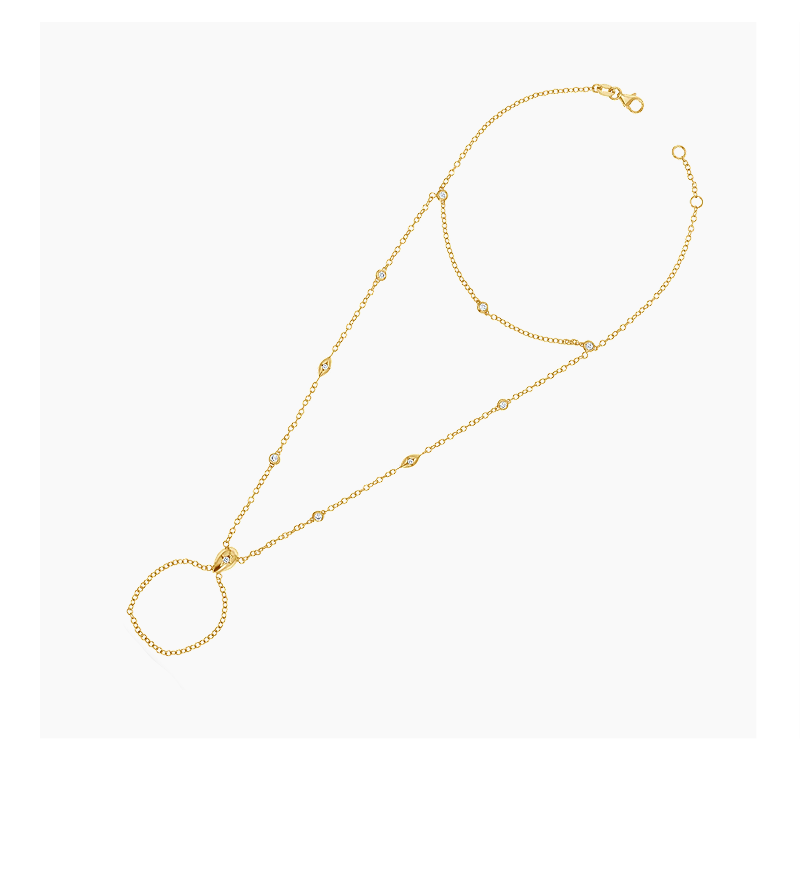 Diamond Starset Teardrop Bezel Hand Chain