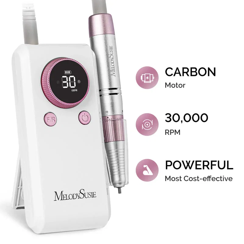 Image of MelodySusie - SC330G Clip-On Rechargeable 2-in-1 Nail Drill with Built-In Stand 30,000RPM - Pink