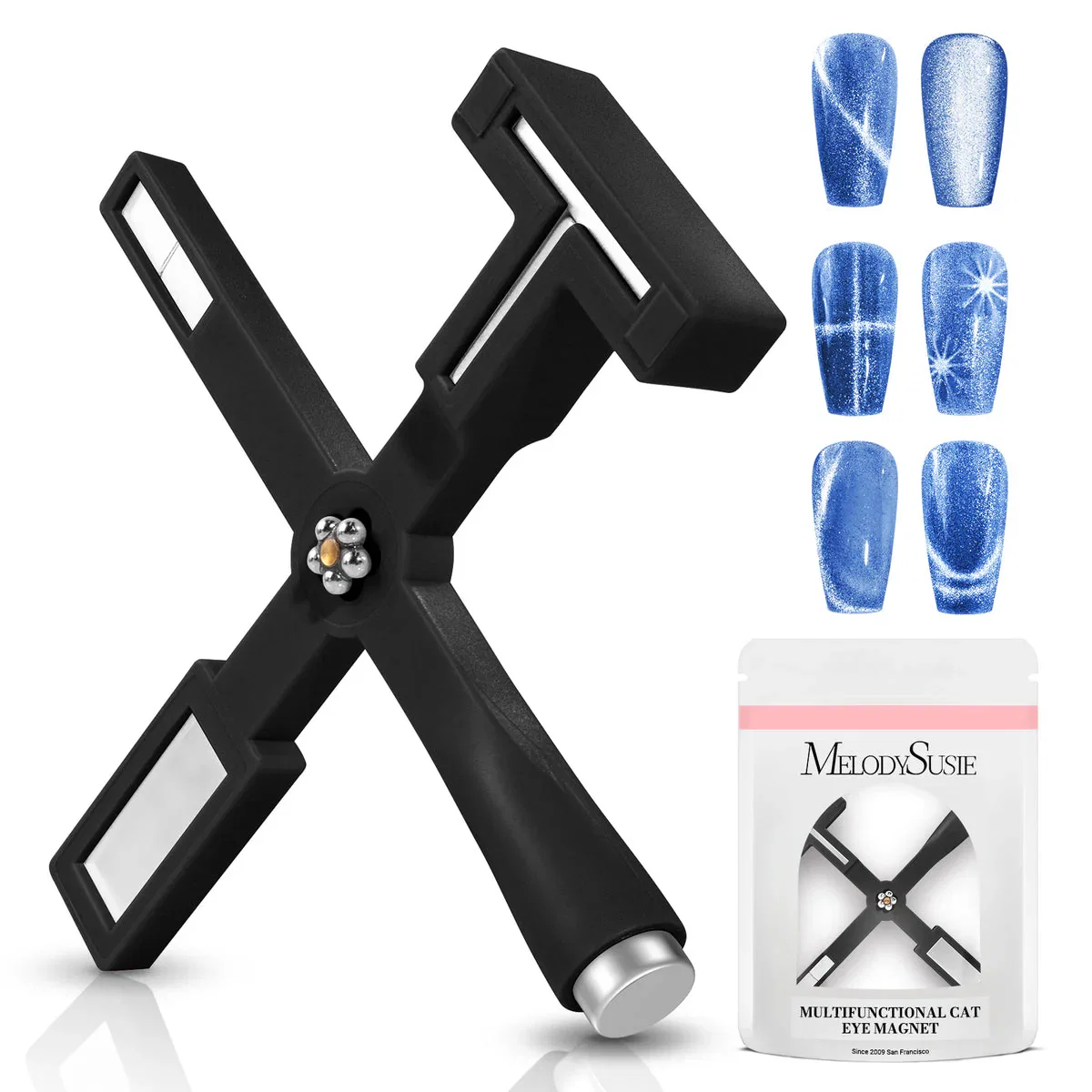 Image of MelodySusie - 5 In 1 Multifunctional Cat Eye Gel Nail Polish Magnet - Black