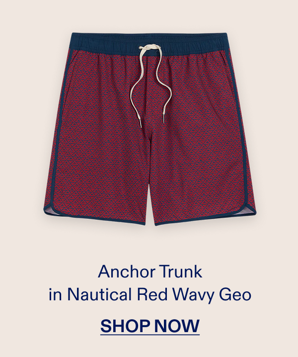 Anchor Trunk in Nautical Red Wavy Geo SHOP NOW