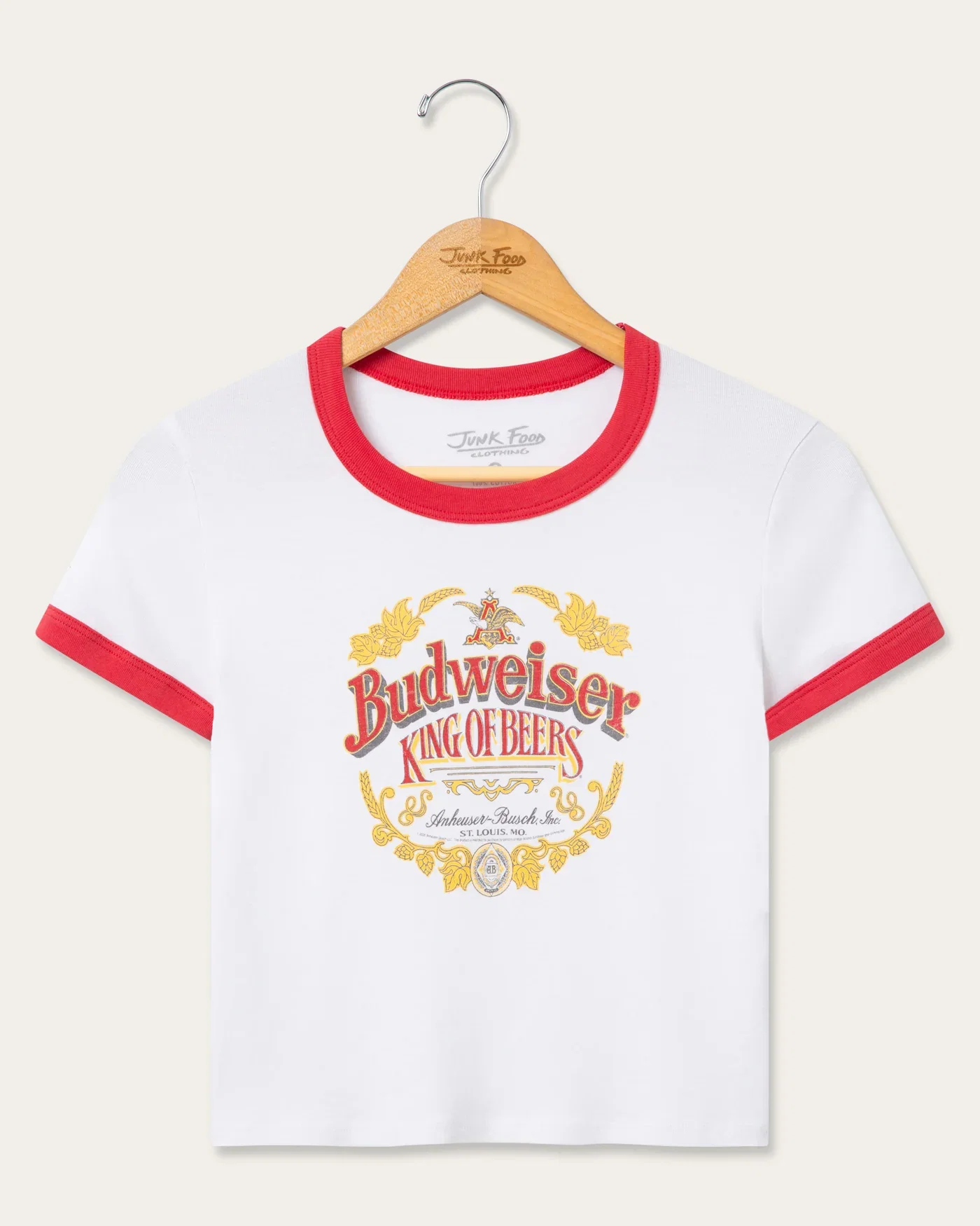 Image of Women's Budweiser Ringer Baby Tee