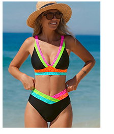 Leopard Accent Cross Back Bikini Set