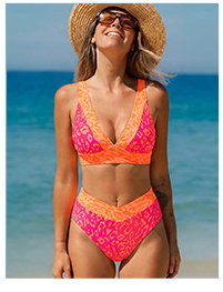 Leopard Print Crisscross Bikini Set