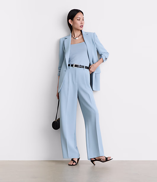 LOFT Versa Crepe Drape Pleated Relaxed Straight Pants