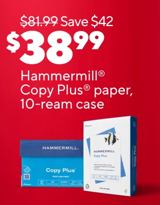 easy DEAL DAYS
$38.99 Hammermill Copy Plus paper, 10-ream case
50% back in points on all printers and ink and toner in the same transaction
50% back in points on all Logitech products
$279 Apple iPad 11
