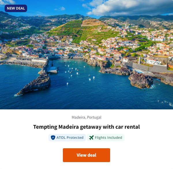 Tempting Madeira getaway with car rental