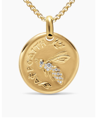 Aphrodite Medallion Amulet18K Yellow Gold with Diamonds, 28.3mm