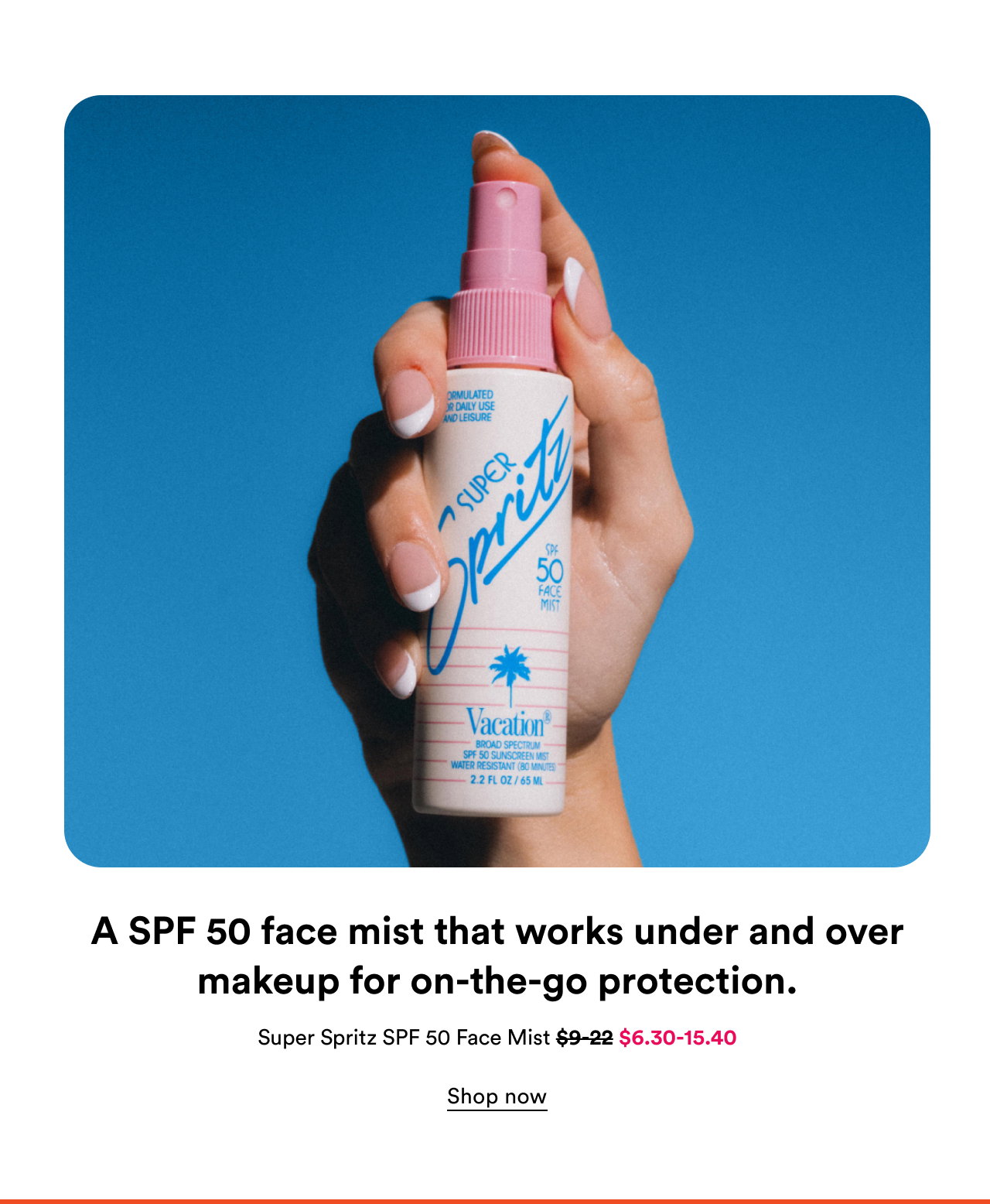 A SPF 50 face mist that works under and over makeup for on-the-go protection | Shop now
