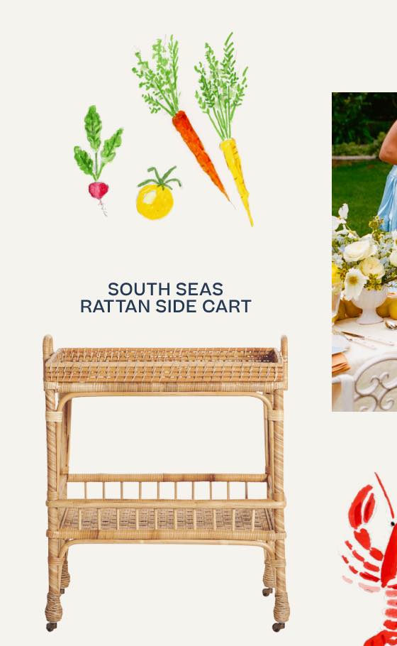 South Seas Rattan Side Cart