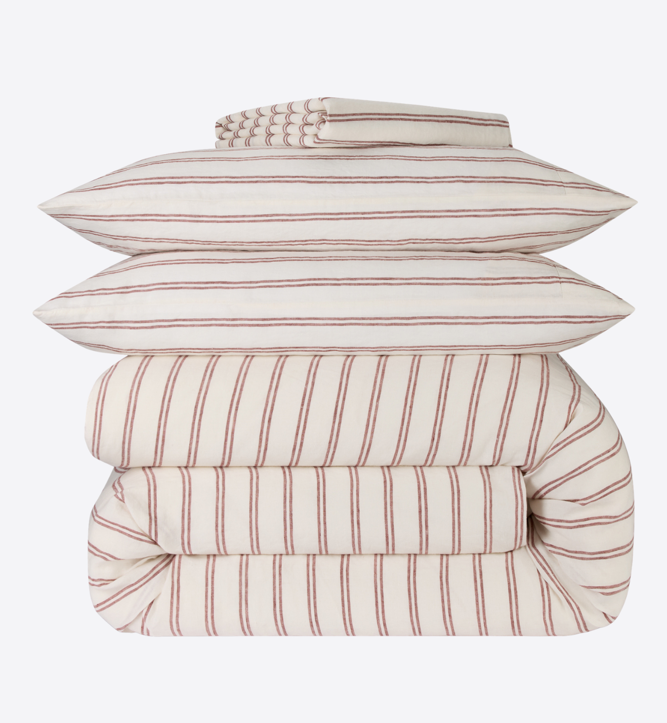 Rhubarb Kemptown Stripe 100% Linen Duvet Cover
