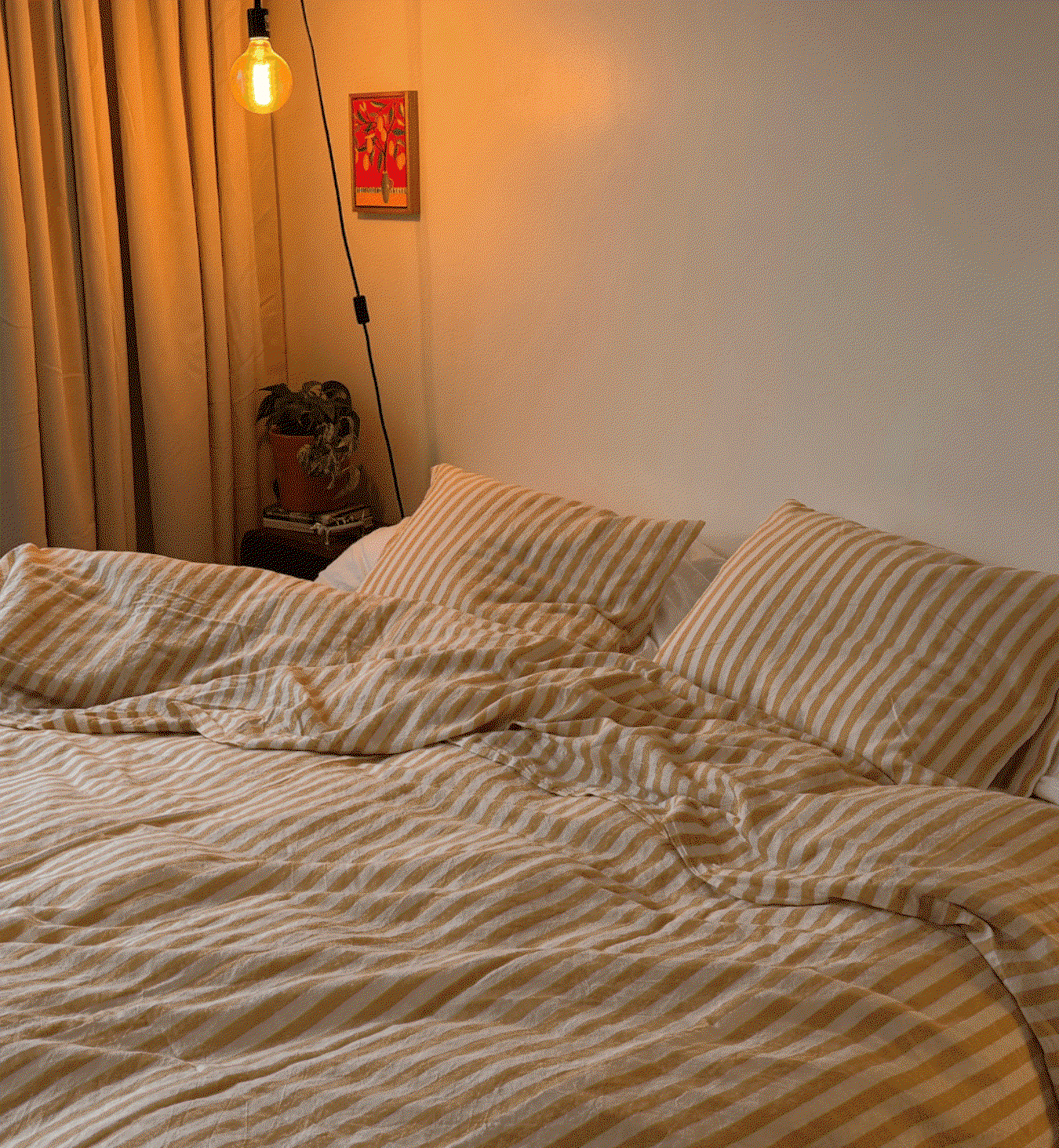 Honey Pembroke Stripe Linen Blend Duvet Cover