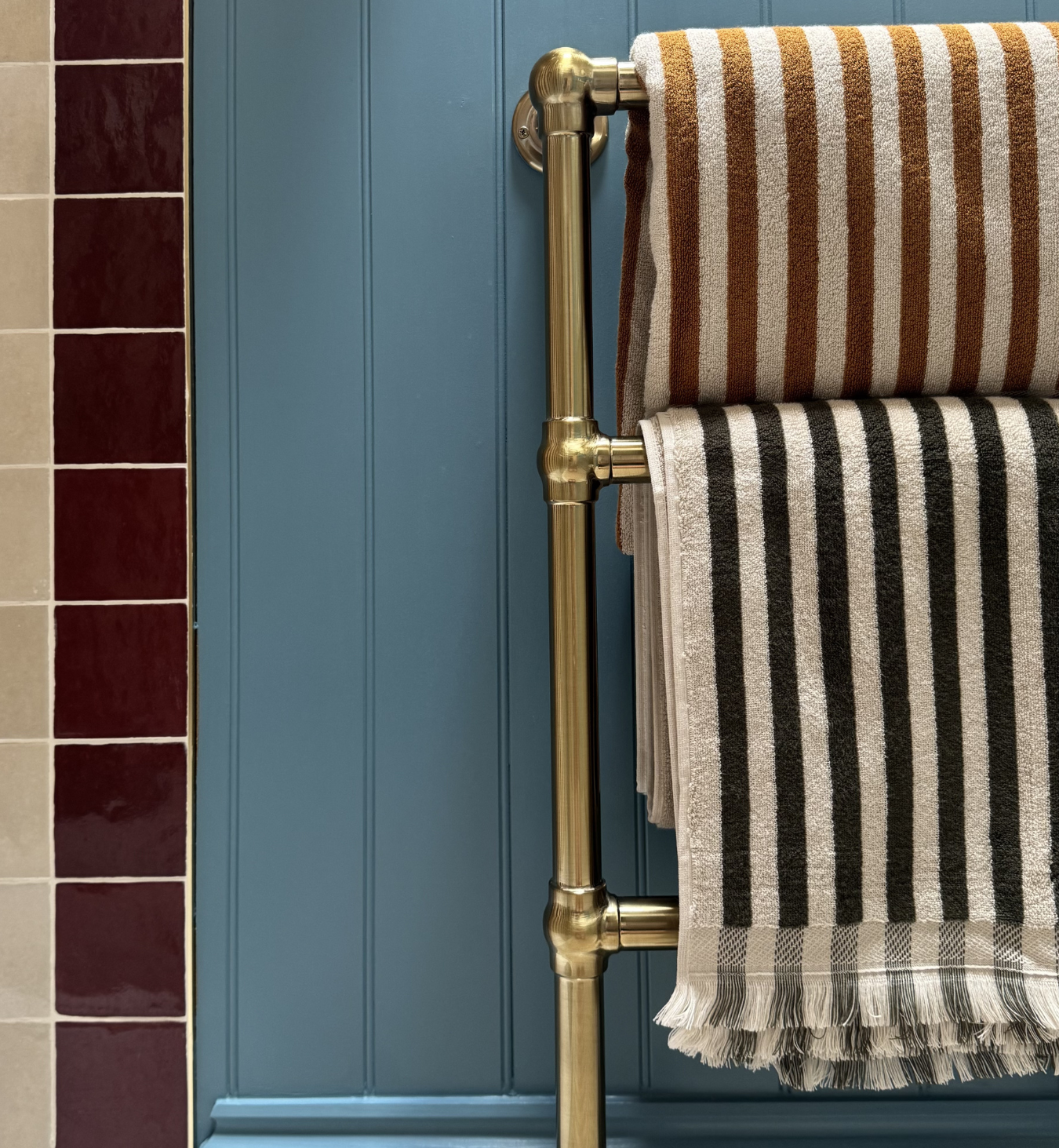 Olive Green Pembroke Stripe Cotton Towels