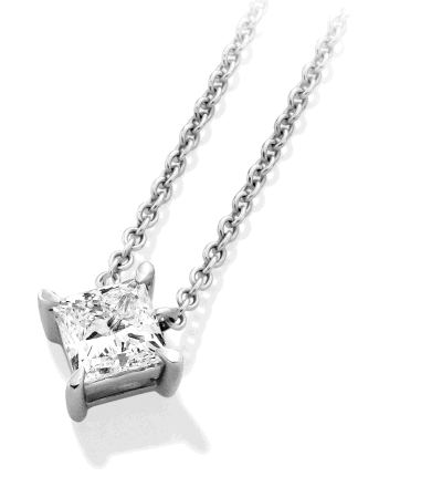 Diamond pendant on a silver chain.