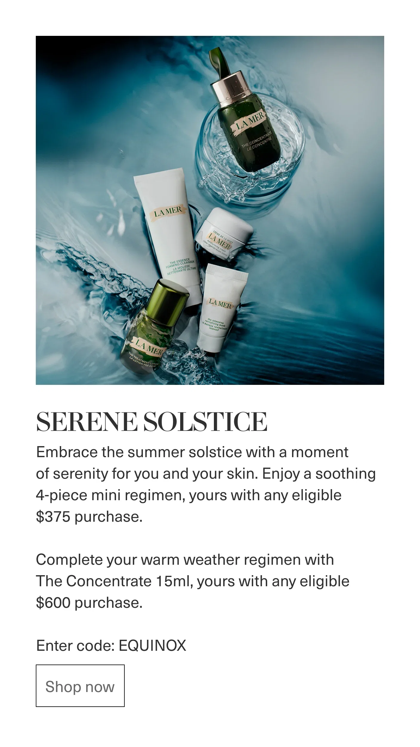 LA MER | SERENE SOLSTICE | Enter code: EQUINOX | Shop now