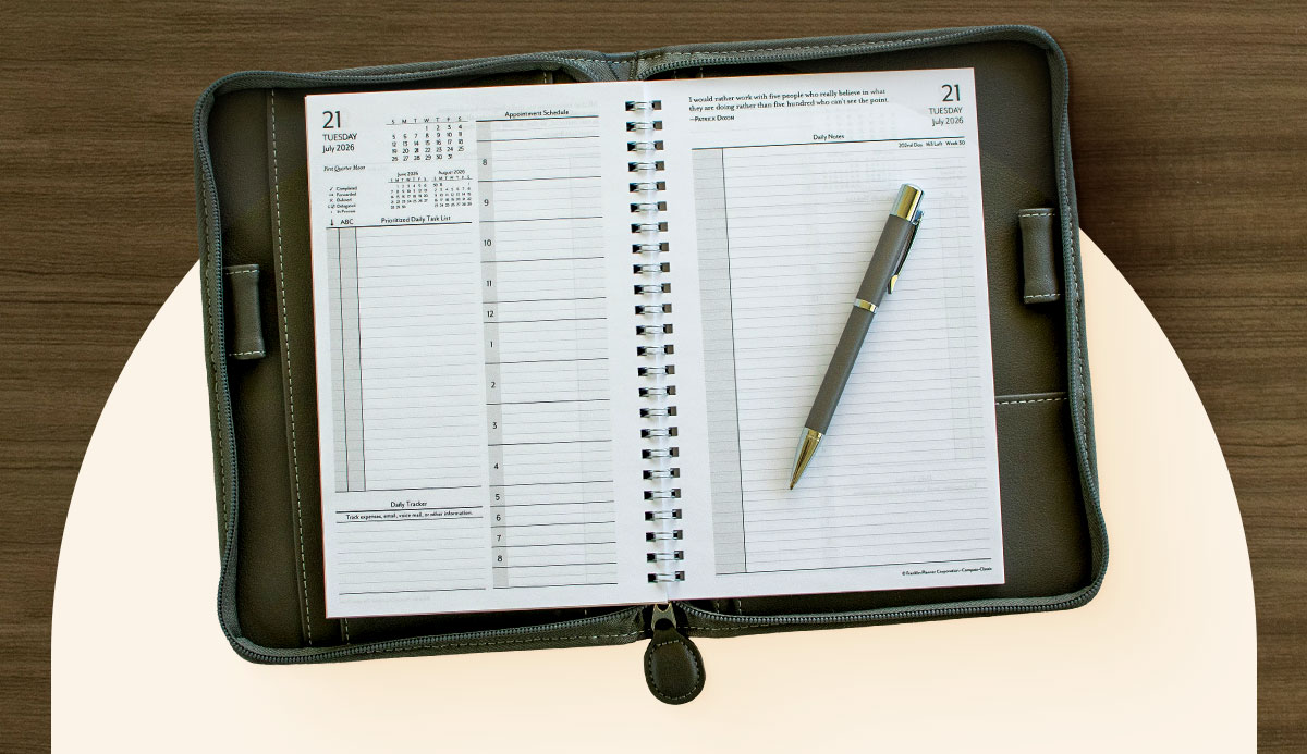 Picture of compass planner in a ring binder.