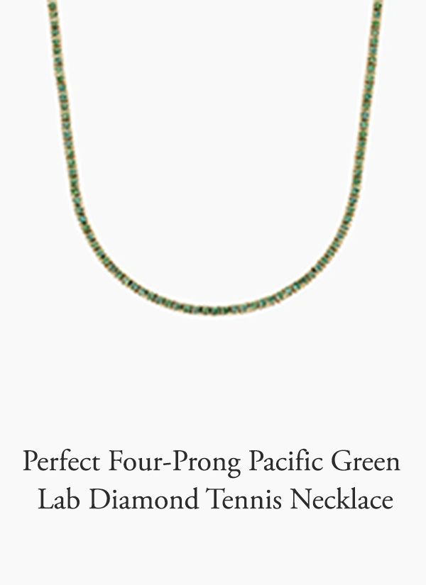 Perfect Four-Prong Pacific Green Lab Diamond Tennis Necklace