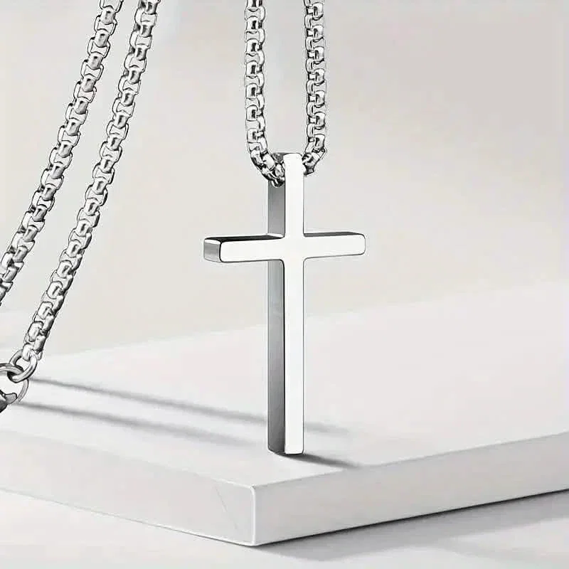 Image of Men's Fashion Stainless Steel Cross Pendant Necklace