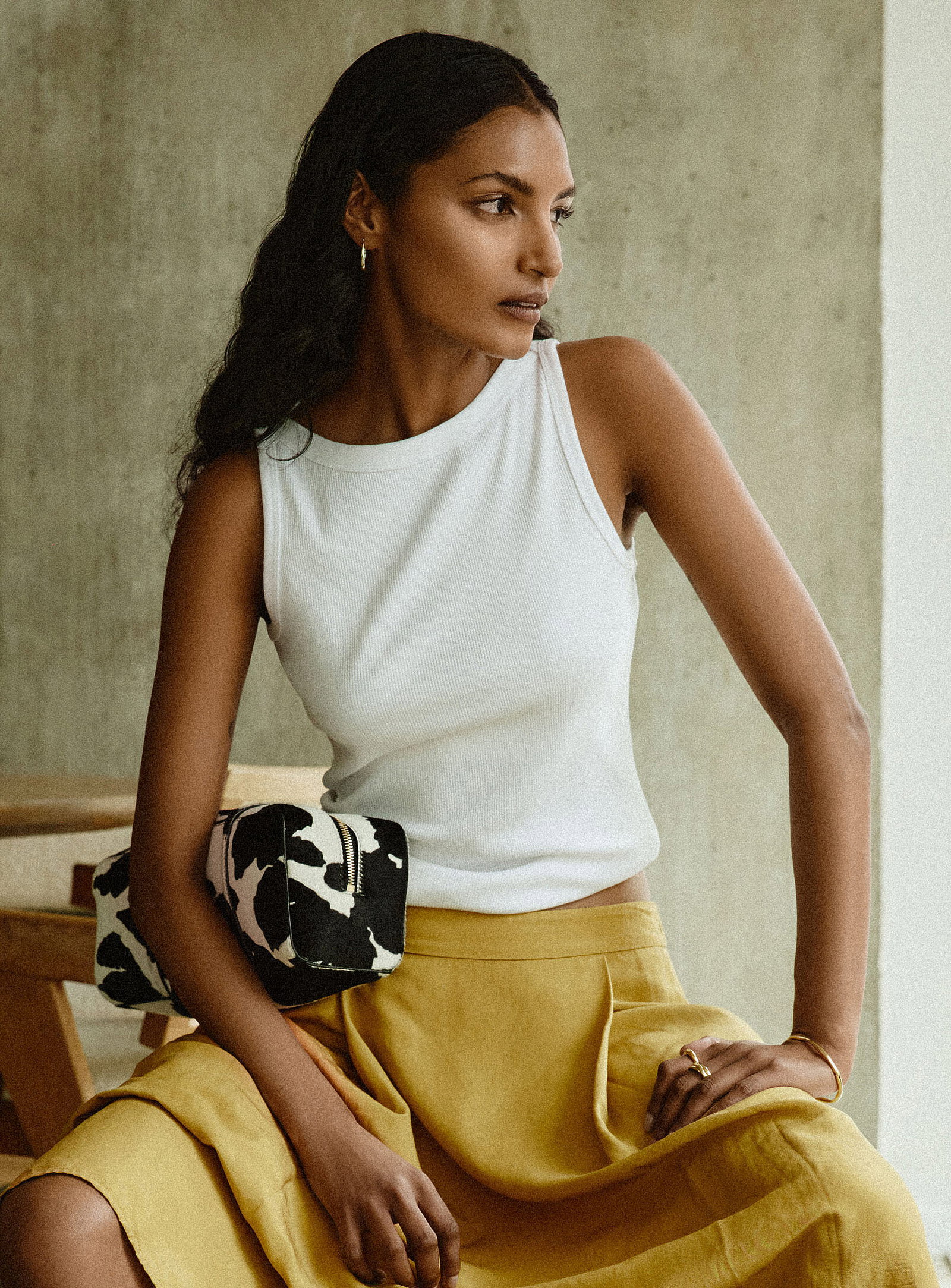 Fitted ribbed boat-neck cami