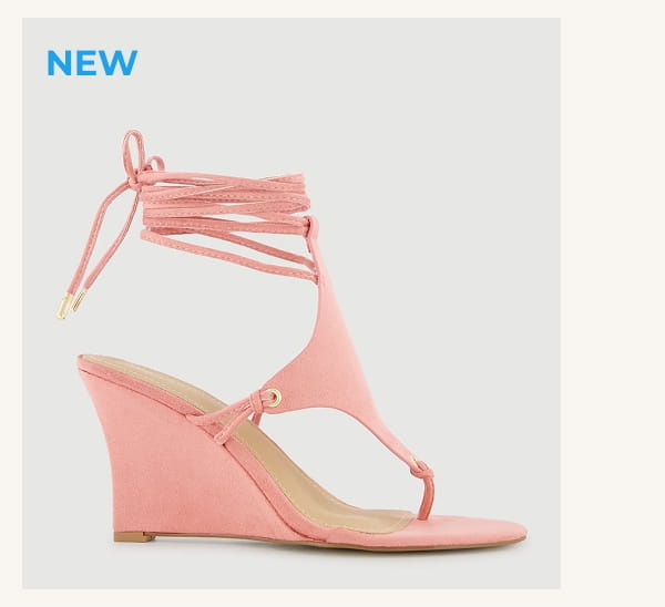 Shop Strappy Lace Up Thong Wedges