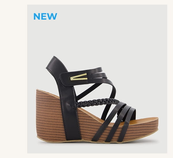 Shop Metallic Detail Braided Velcro Ankle Strap Wedge Sandals