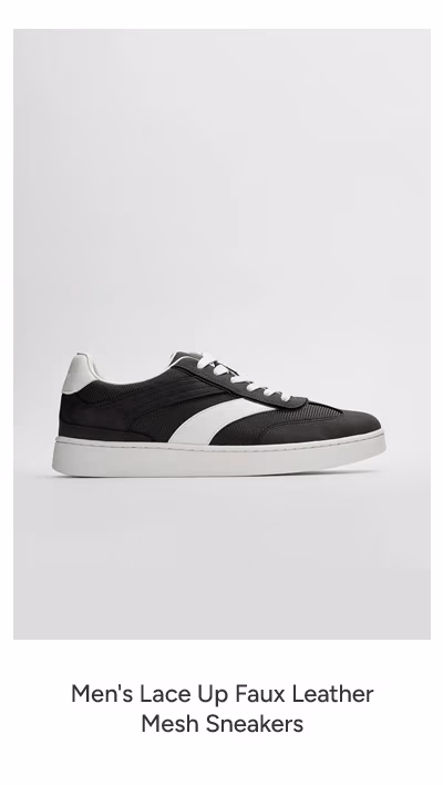 Mens Lace Up Faux Leather Mesh Sneaker