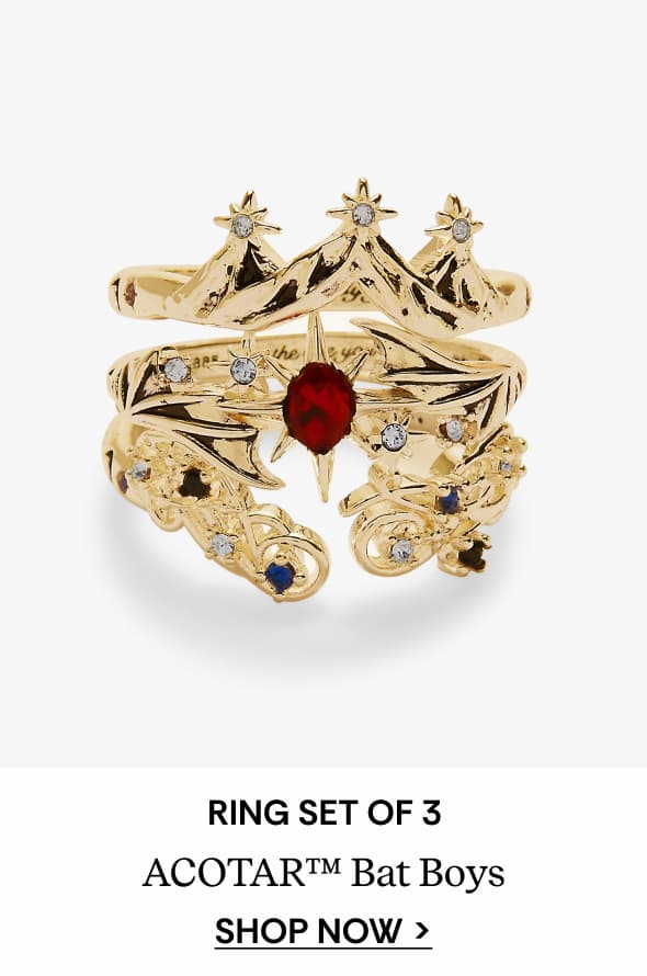Shop A Court of Thorns and Roses™ Bat Boys Ring Set of 3