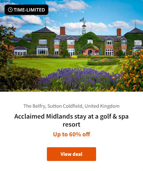 Acclaimed Midlands stay at a golf &amp; spa resort