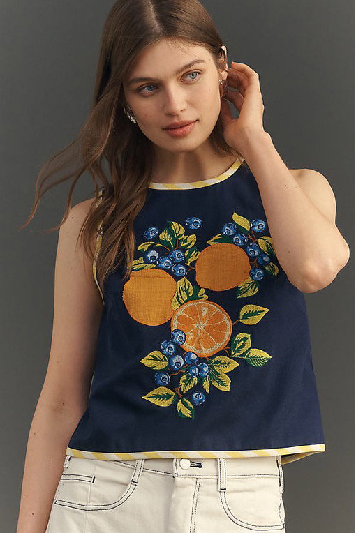 Maeve Fruit Embroidered Top