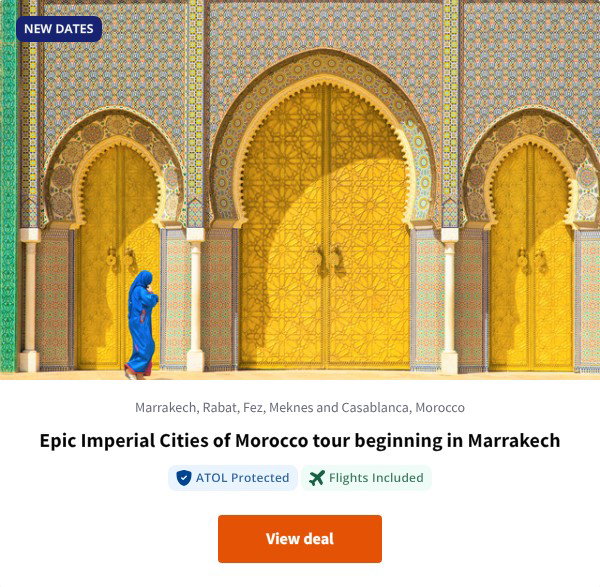 Epic Imperial Cities of Morocco tour beginning in Marrakech