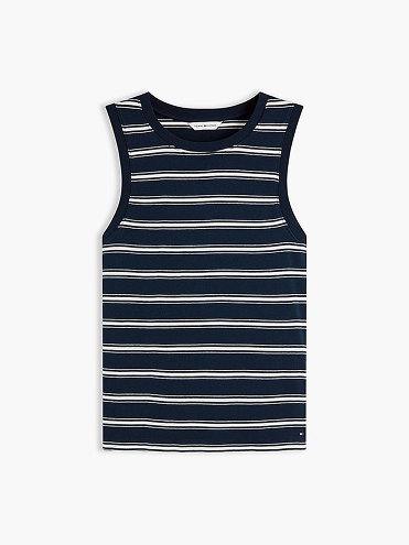 Stripe Slim Crew Neck Tank Top