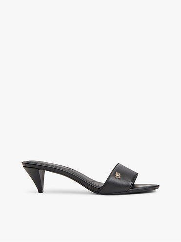 TH Monogram Leather Heeled Mules