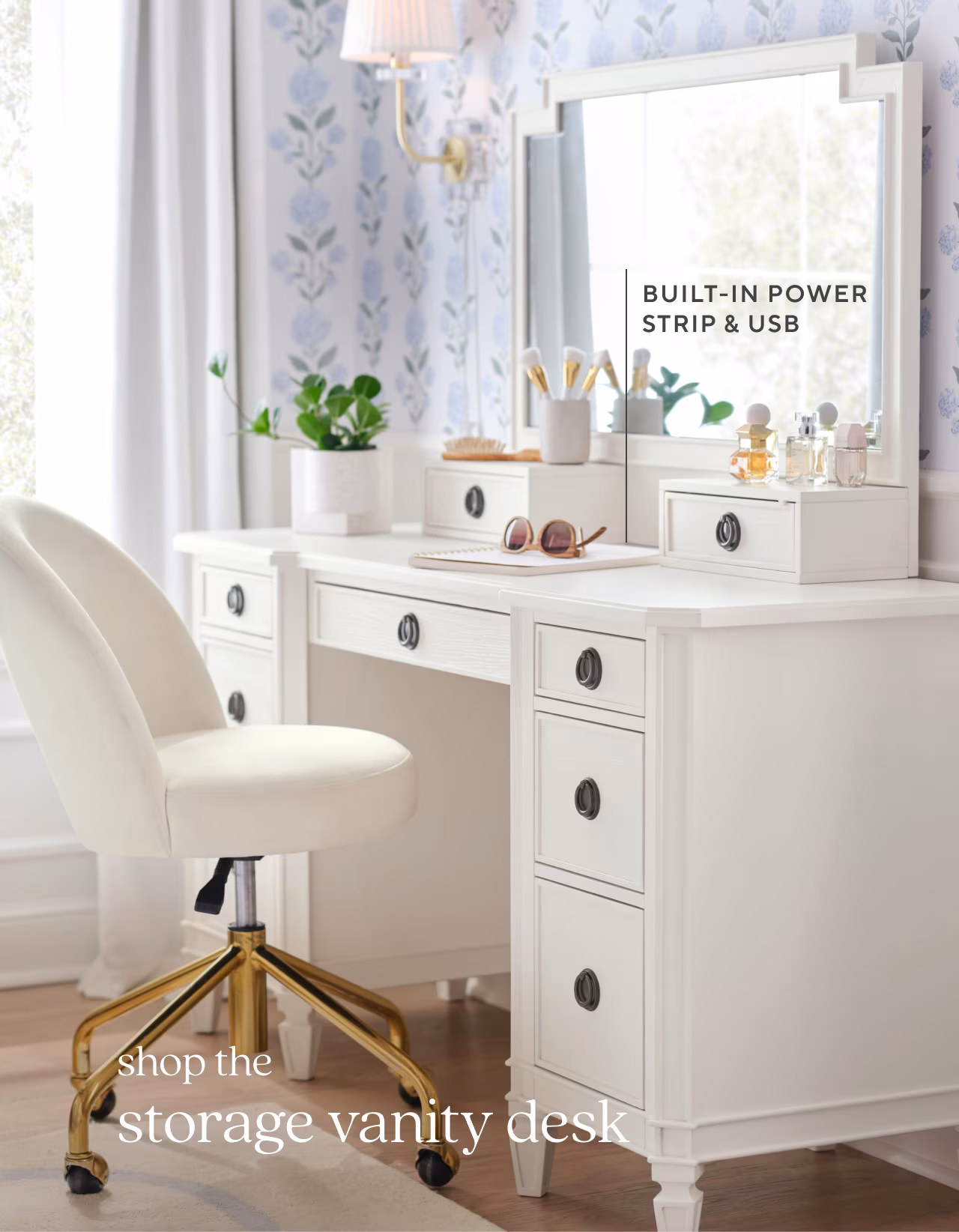 Shop the storage vanity desk