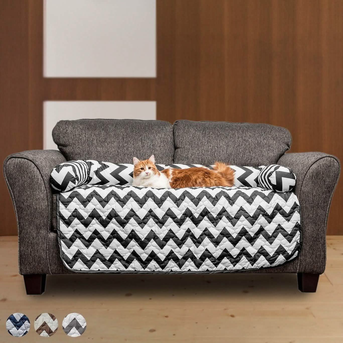 Image of Chevron Reversible Quilted Pet Bed Chair Cover - Assorted Sizes