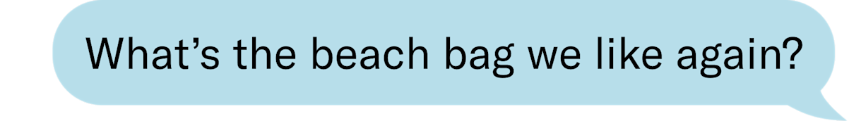 What’s the beach bag we like again?