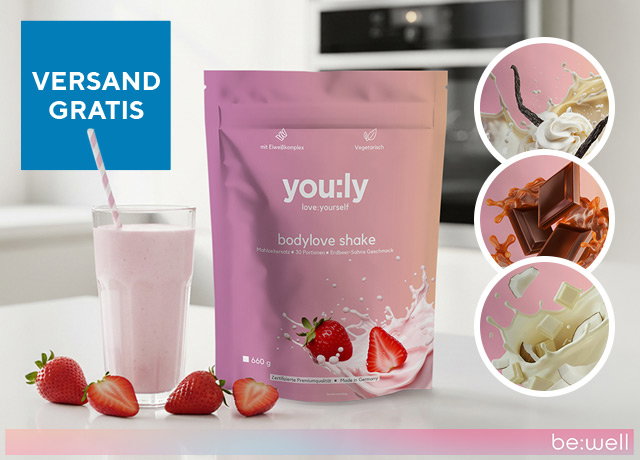 Tagesangebot: 277733 you:ly Bodylove Shake Mahlzeitersatz 660 g für 30 Portionen