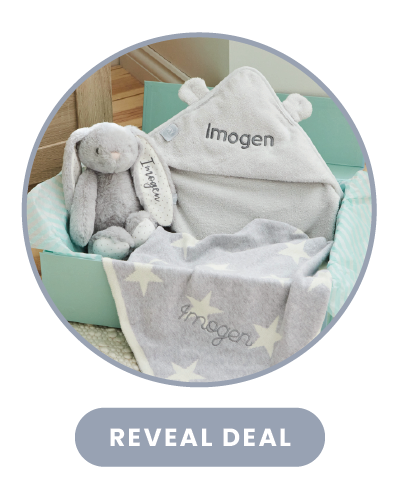Personalised Grey New Baby Essentials Gift Set