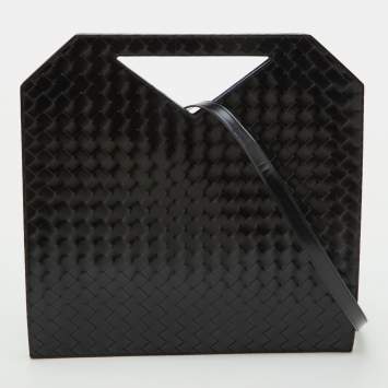 Black Intrecciato Leather Cut 