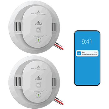 Kidde Smart Smoke and Carbon Monoxide Detector, Ring App Enabled, Hardwired, 2-Pack