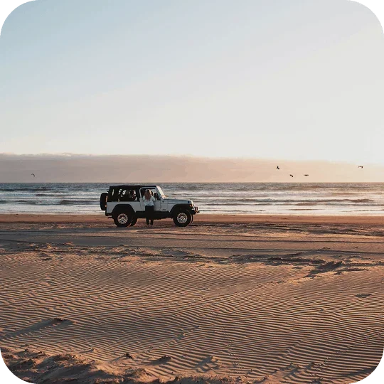 View of a car at the beach