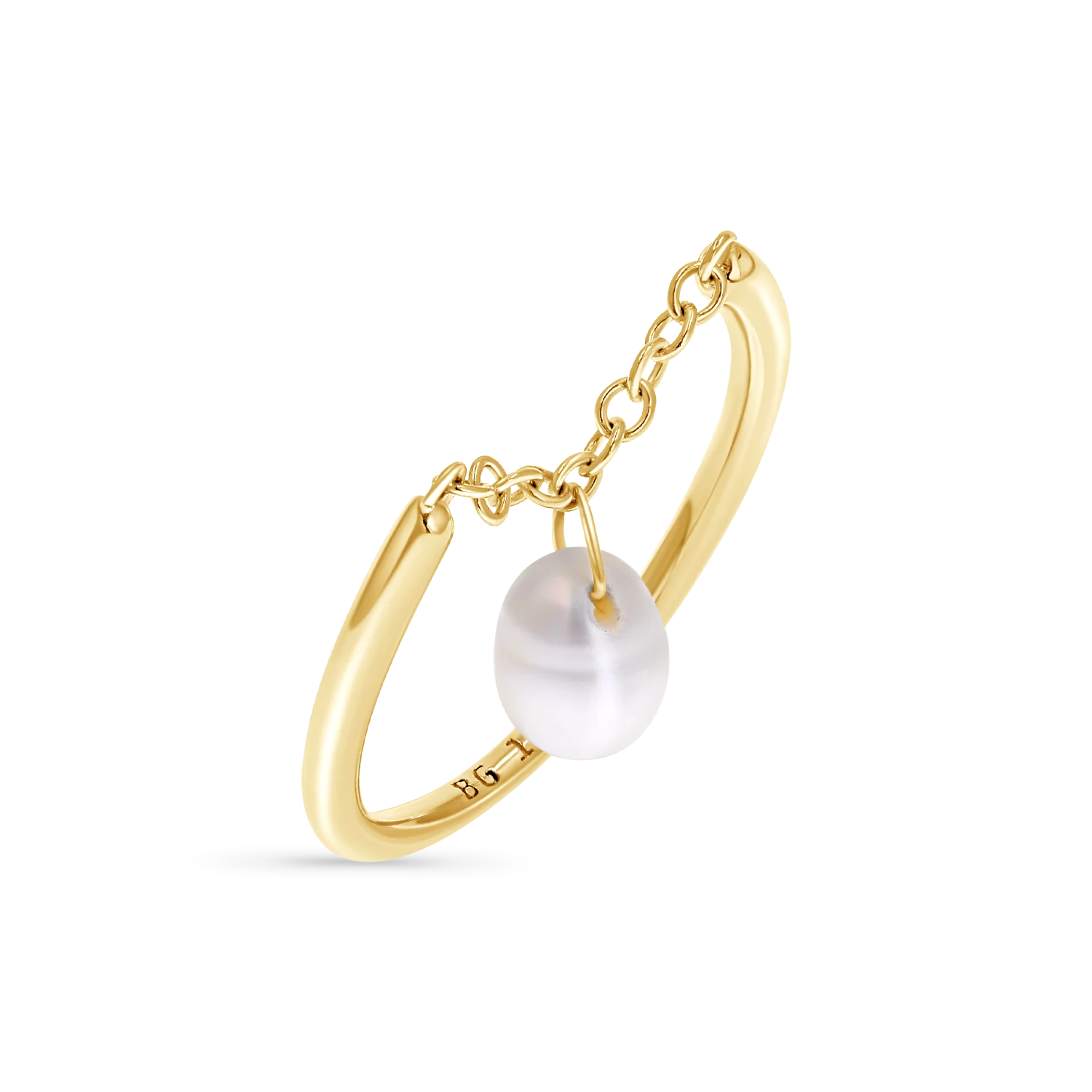 Image of Solitaire Pearl Drop Chain Ring