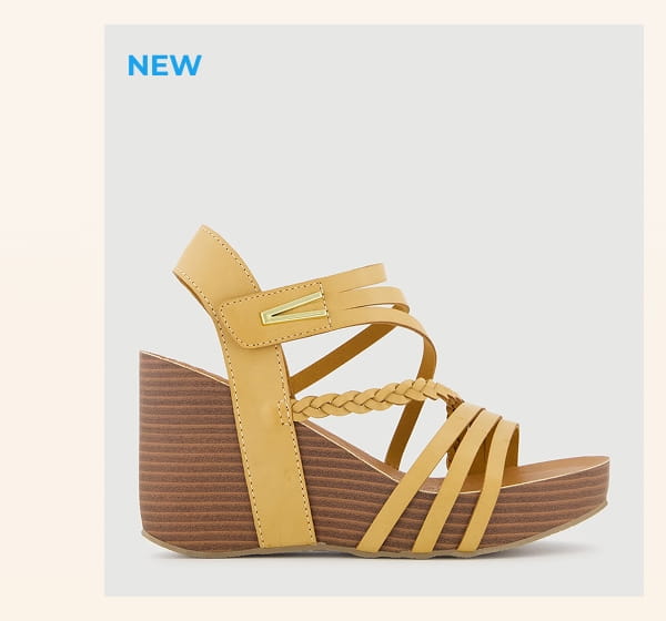Shop Metallic Detail Braided Velcro Ankle Strap Wedge Sandals